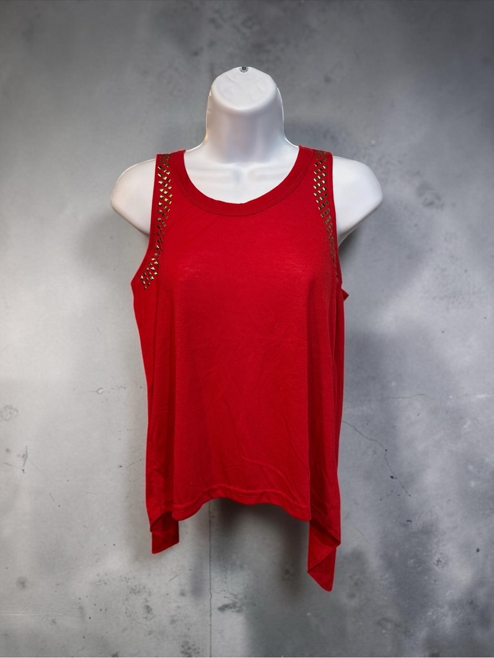 Red Sleeveless Stud-Detail Tank Top Sz Medium NWOT